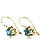 14k żółte złoto Akwamaryn Kolczyki Klasyczny Vintage vec019y